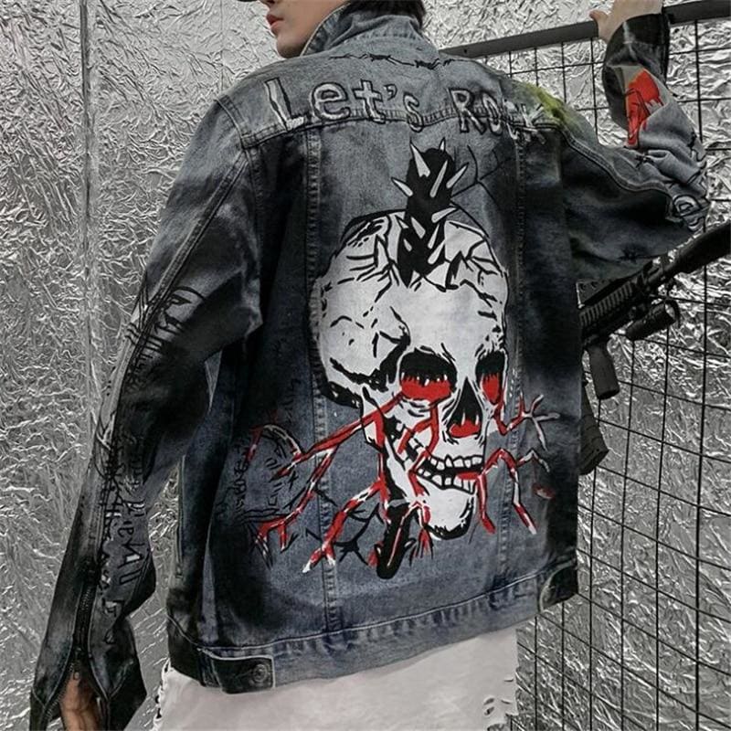 Skull Graffiti Let’s Rock Jean Jacket | The Urban Clothing Shop™