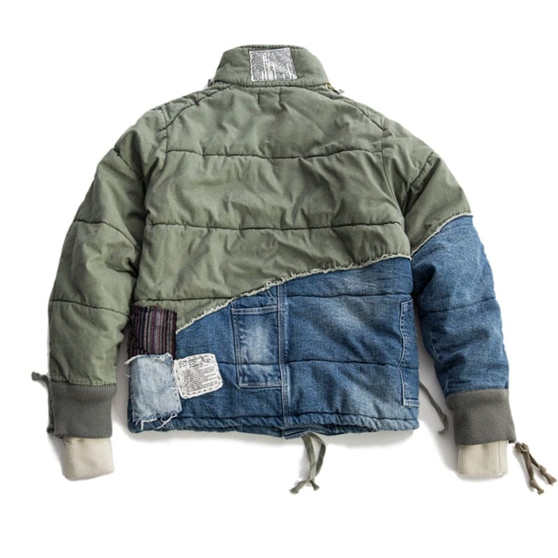 Hi-Street Patchwork Army Denim Jacket | The Urban Clothing Shop™