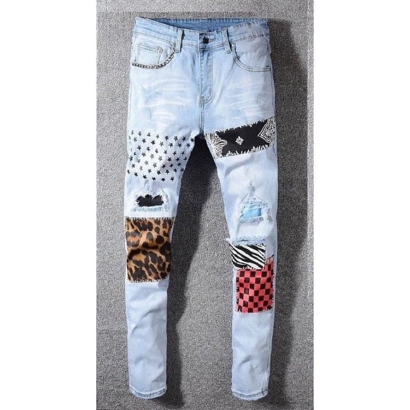 Three Bears Patchwork Skinny Jeans | The Urban Clothing Shop™