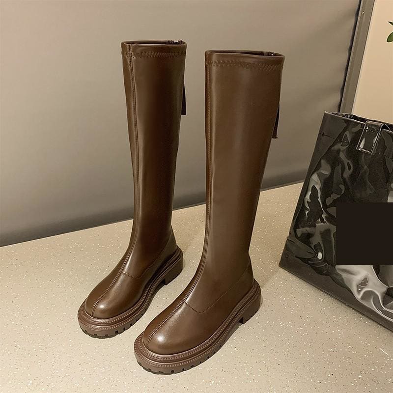 TUCS Knee High Chelsea Chunky Platform Boots | The Urban Clothing Shop™