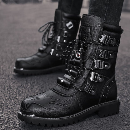 TUCS Leather Punk Motorcycle Boots | The Urban Clothing Shop™